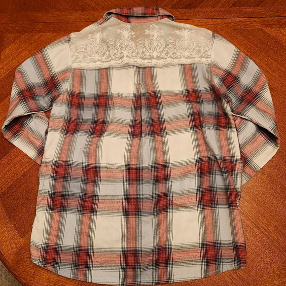 Women's BDG Plaid Button Down Shirt M Red White A2 - Picture 5 of 6